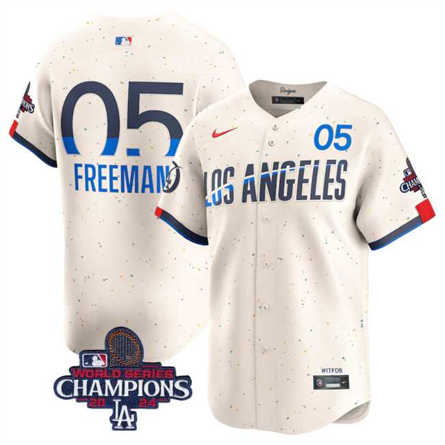 Men's Los Angeles Dodgers #5 Freddie Freeman Cream 2024 World Series Champions City Connect Limited Stitched Baseball Jersey,We sell and wholesale Men's Los Angeles Dodgers #5 Freddie Freeman Cream 2024 World Series Champions City Connect Limited Stitched Baseball Jersey on line form chian!